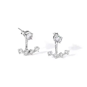 925 Sterling Silver Zircon Jacket Earrings | (studs, danglers, drops) Gifts for Women & Girls | Certificate of Authenticity & 925 Stamp | March By FableStreet