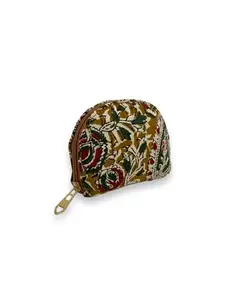 Raang Desi Handmade Round Coin Pouches with Beautiful Ikkat Prints - Stylish and Environment-Friendly Fabric Pouches for Coin and Jewelry Storage