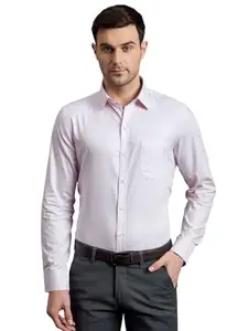 LOUIS STITCH Men's Cotton Regular Fit Pink Shirt (ST-BS327-S1-PKCF-38-500)