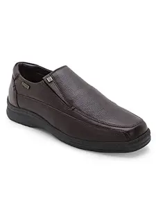 EZOK Men's Genuine Leather Slip-On Formal Shoes (Brown, 8 UK)