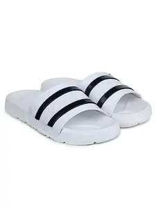 Fabbmate Trendy Comfortable Men's Casual Flip Flops for Men's Pack of 1 (White-Black, numeric_9)