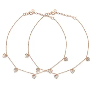 ZAVYA 925 Sterling Silver Rose Gold Anklet Pair | Gift for Women & Girls|With Certificate of Authenticity and 925 Hallmark
