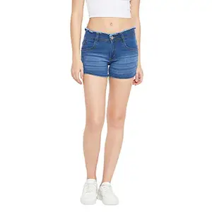 Nifty Women's Denim Slim Fit Shorts (1418, Bata:Blue, 32)