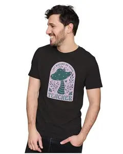 ALLEN BLACK Men's & Women's Regular Fit T-Shirt Let Nature Be Your Teacher - Mushrooms 100% Cotton Unise T-Shirt Black_BVCHER29-Black 2XL Men Round_