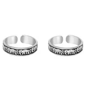 TOUCH925 Elephant Design Toe Rings | Waterproof and Anti-Tarnish | Pure 92.5 Silver Jewellery for Women | Toe Rings for Women | Bichiya Silver Jewellery