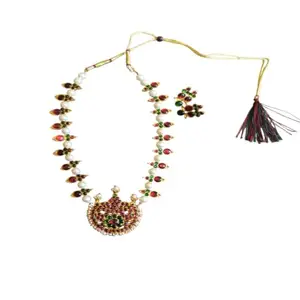 PRS GOLD COVERING - women's bharatanatyam kempu stone multicolour necklace