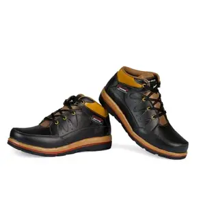 Men s Black Leather Outdoors Lace-up Casual Shoes (9)
