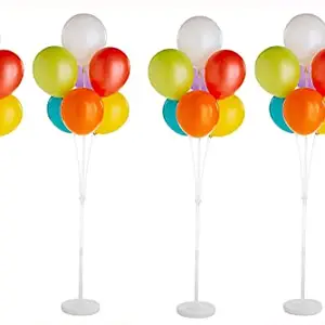 3A Featuretail Re-usable Balloon Stand, Set of Clear Table Desktop Balloon Stand for Birthday | Wedding Anniversary Decorations (4 Set Balloon Stand)