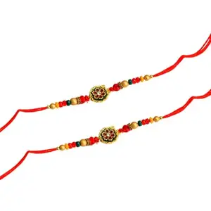 CraftEarth - Crafting Your Curiosity Handcrafted Designer Multicolor Beaded Rakhi – RK-3 (Set Of Two)