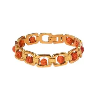 SATVIK Gold Plated Rudraksha Bracelet – Original Spiritual Bracelet with Premium PVD Finish | Unisex Accessory for Meditation, Puja & Positive Energy | Elegant Divine Protection