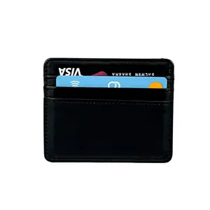 Stealodeal Black Slim Leather Debit/Credit with Cash Slots (Unisex) 4 Slots Card Holder