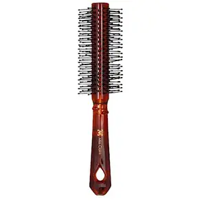 Miss Claire Plastic Round Hair Brush With Soft And Bristle For Smoothening, Straightening, Styling And Curling For Men And Women (Brown) (R67001TT)