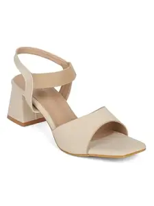 ICONICS Women Heeled Sandals,Beige,41