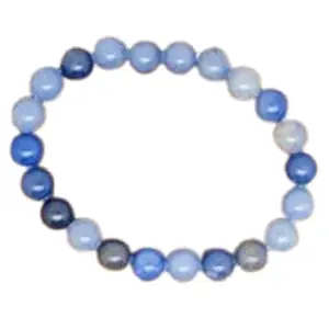 RRJEWELZ Natural Blue Aventurine 8mm Round Shape Smooth Cut Beads 7 Inch Stretchable Bracelet For Men & Women. Unisex Bracelet For Healing, Meditation, Prosperity, Gift & Luck|STBR_RR_10348_7.0