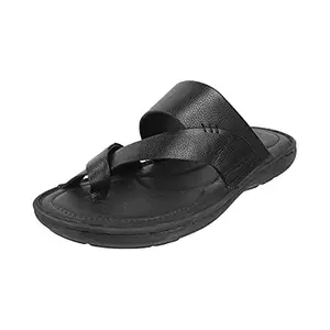 Metro Men's Black Leather Sandals 8-UK (42 EU) (16-545)