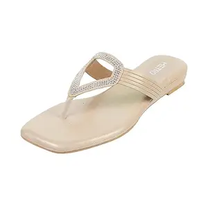 Metro Women Gold Suede Ethnic Beaded Slip-on UK/7 EU/40 (32-588)