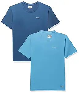 Charged Endure-003 Chameleon Spandex Knit Round Neck Sports T-Shirt Teal Size 2Xl And Pulse-006 Checker Knitt Round Neck Sports T-Shirt Scuba Size 2Xl