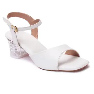 Creattoes Women's Stylish Block Heels | Open-Toe Sandals with Adjustable Buckle | Anti-Skid Sole & Cushioned Footbed Block Heels For Girls & Women - CR62