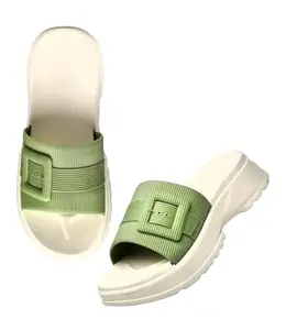 TopiBaaz Stylish Extra Soft EVA Cushion Comfort Sliders Slipper For Women | Comfortable & Light Weight | Waterproof & Everyday Use Slip-On For Women And Girls (Green,6uk)