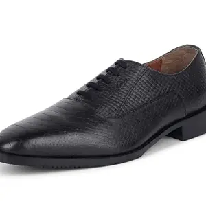 LOUIS STITCH Egyptian Crust Leather Lace Up Formal Shoes for Men | Derby | Comfortable for Business, Casual, Parties - Jet Black (LSVXSNJB111)