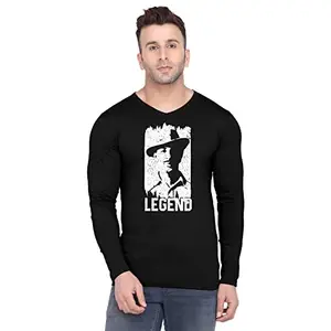 Originalway Men Cotton Full Sleeve V Neck Legend Bhagat Singh Printed T Shirt FSVB-0031-X Black
