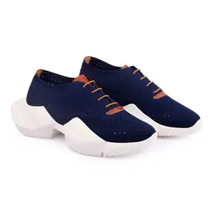 YUVRATO BAXI Men's Flyknite Material Blue Casual Brogue Lace-Up Light Weight Shoes.- 10 UK