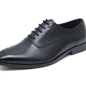 LUSSO MODA Men's Black Leather Lace Formal Shoes - 8 UK