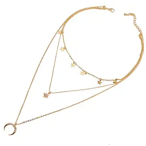 Peora Jewellery Stylish Pendant Necklace Adjustable Layering Chain Gold Plated for Women & Girls