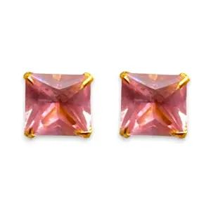 ACCESSHER Gold-Tone Square Contemporary Stud Earrings | Latest Fashion Jewellery, Valentine Gift for Girlfriend | Trendy Earrings for Women and Girls (Pink)
