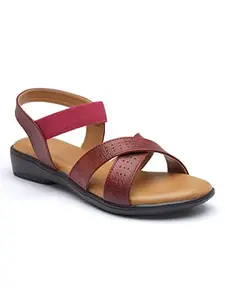 Carrito Light Weight Comfortable Casual and Stylish Flats Sandal for Women & Girls (Red, numeric_8)