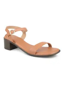 Inc.5 Women Tan Solid Open Toe Block Heels
