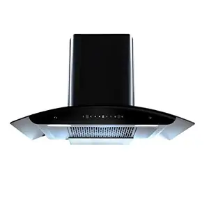 HINDWARE SMART APPLIANCES Hindware Oasis Black 90 Cm Wall Mounted Chimney (Motion Sensor,1200 M3/Hr Filter-less, Touch Control) (Black) (Made In India)