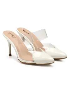 GNIST Love heart Transparent White Heels,Size 42EU/9UK