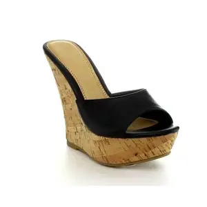 GLO GLAMP Girl's Latest Style Fancy Wedge Heel Sandal for Women's And Girls (Black, 2)