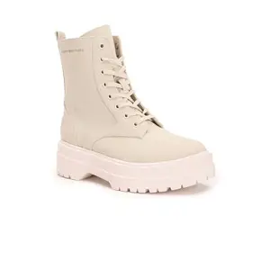 Tommy Hilfiger Cotton Solid Beige Women Platform Casual Boots (F23HWFW103) Size- 39