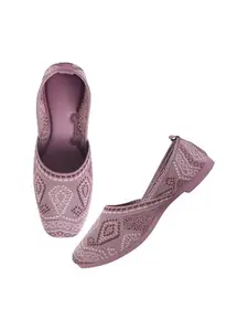 Shoetopia Embroidered Ethnic Peach Ballerinas for Women & Girls /EU41