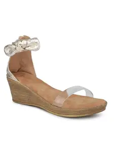 Inc.5 Women Gold Printed High-Top Wedge Heels