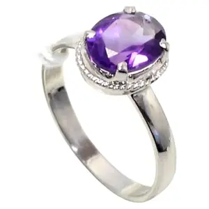 Rajasthan Gems Ring 925 Sterling Silver Natural Amethyst Gem Stone Women Men Unisex Handmade Gift k004