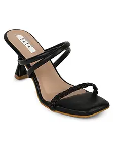 ELLE Women's Sandal Heeled 7 Kids UK (EL-MU-W-120_Black)