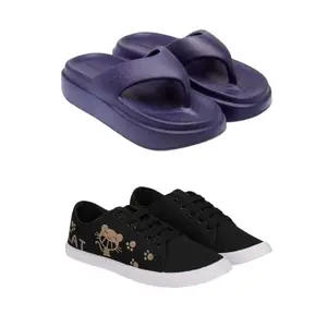 ZENWEAR Extra Soft Classic Casual wear with Flexibility Technology Flip Flop Combo for Women's/Girl's(6112+1629)(5) Multicolor