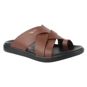 Medifeet Men's II V-Strap Sandals II Outdoor Sandals II Toe-Ring Sandals II Cushion Sandals (TAN, 7)