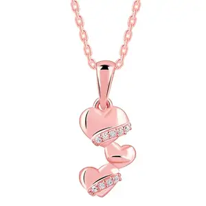 GIVA 925 Silver Rose Gold Cherished Sparkle Pendant With Link Chain| Necklace to Gift Women & Girls | With Certificate of Authenticity and 925 Stamp | 6 Months Warranty