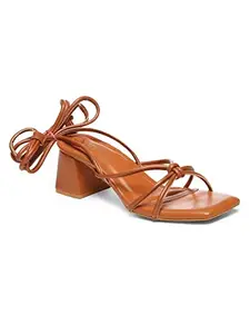 GNIST Tan Elegant Strappy Tie up Block Heel (41EU)