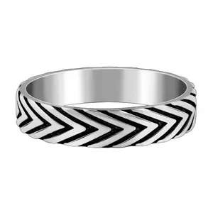 GIVA 925 Oxidised Silver Chevron Ring For Him, Fixed Size,Indian - 20| Gifts for Men and Boys| With Certificate of Authenticity and 925 Stamp | 6 Months Warranty