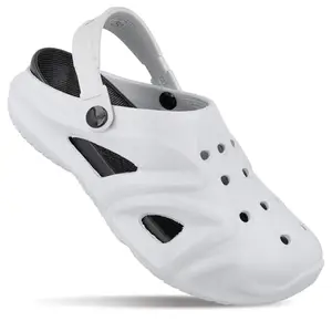 WALKAROO Clogs for Men's -Stylish| Light Weight and Comfortable|Waterproof|-WC8772 Grey Black