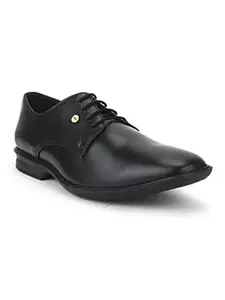 Liberty Fortune LUCIO-201 Lacing Derby Shoes for Men with PU Sole | Comfortable & Lightweight | Cushioned Footbed | Durable & Trendy Design | Padded Foam Insole | Formal Footwear (Black - 8UK)