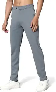 Mehrang Men's Slim Fit Formal Trousers, Black, Regular Waist with Side Pockets