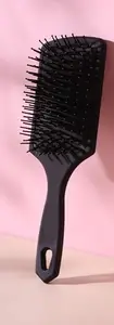 VIEWS Paddle Brush and Cushion Hair Brush - Large Square Air Cushion Paddle Brush with Ball Tip Bristles - Black Paddle Brush for Men and Women, Wet or Dry or Curly Hair