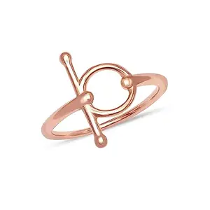 Amazon Brand - Nora Nico 925 Sterling Silver BIS Hallmarked 14K Rose-Gold Plated Open Circle Toggle Clasp Ring for Women and Girls (Ring Size - 7)