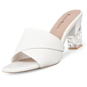 LOUIS STITCH Women’s White Block Heel Sandals | Comfortable Sandal for Ladies | LSOF-LDBH-TXMUWH | UK-6